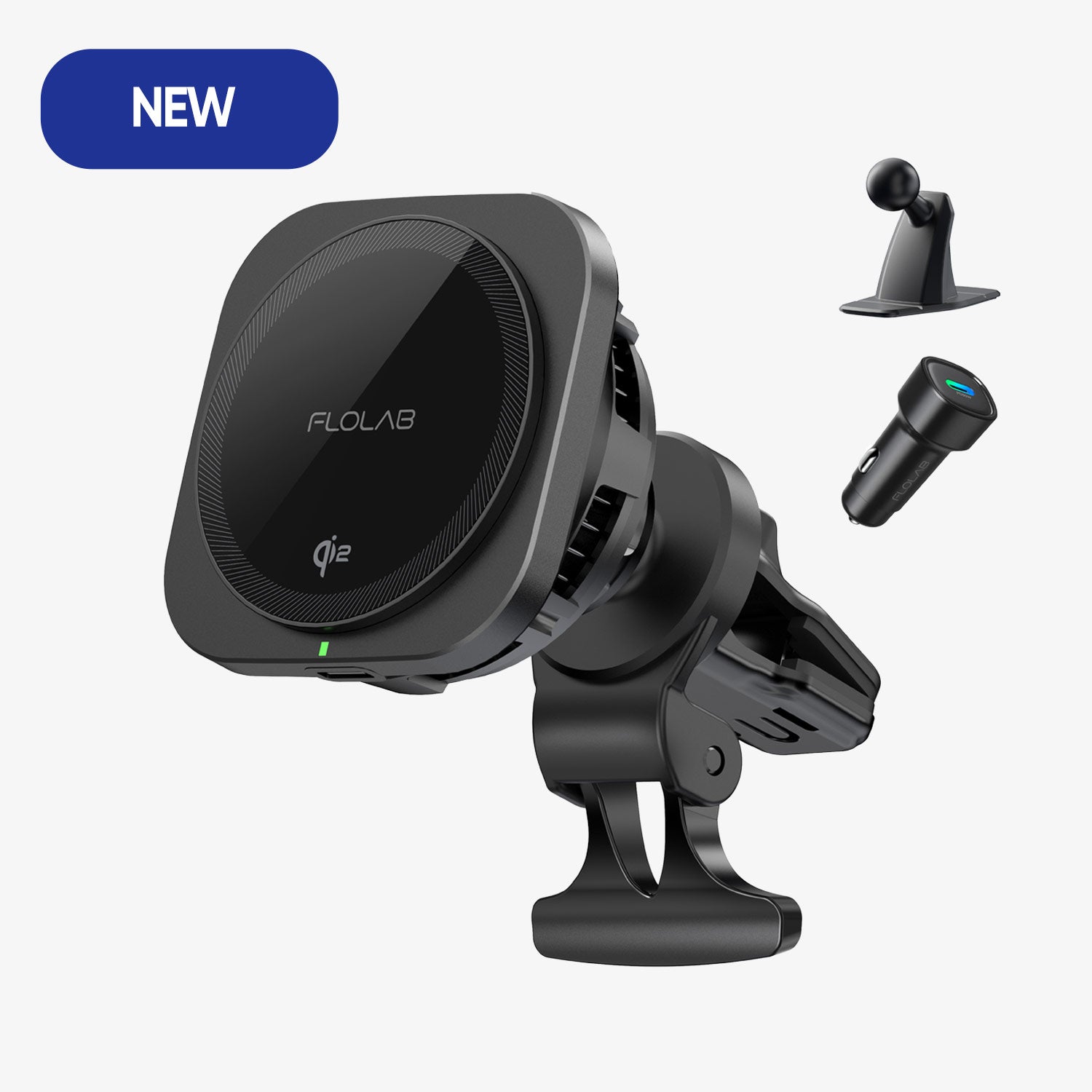 FLOLAB MagFLO Qi2 15W Best Wireless Car Charger With Cooling, 30W Car Charger - Fast Charging