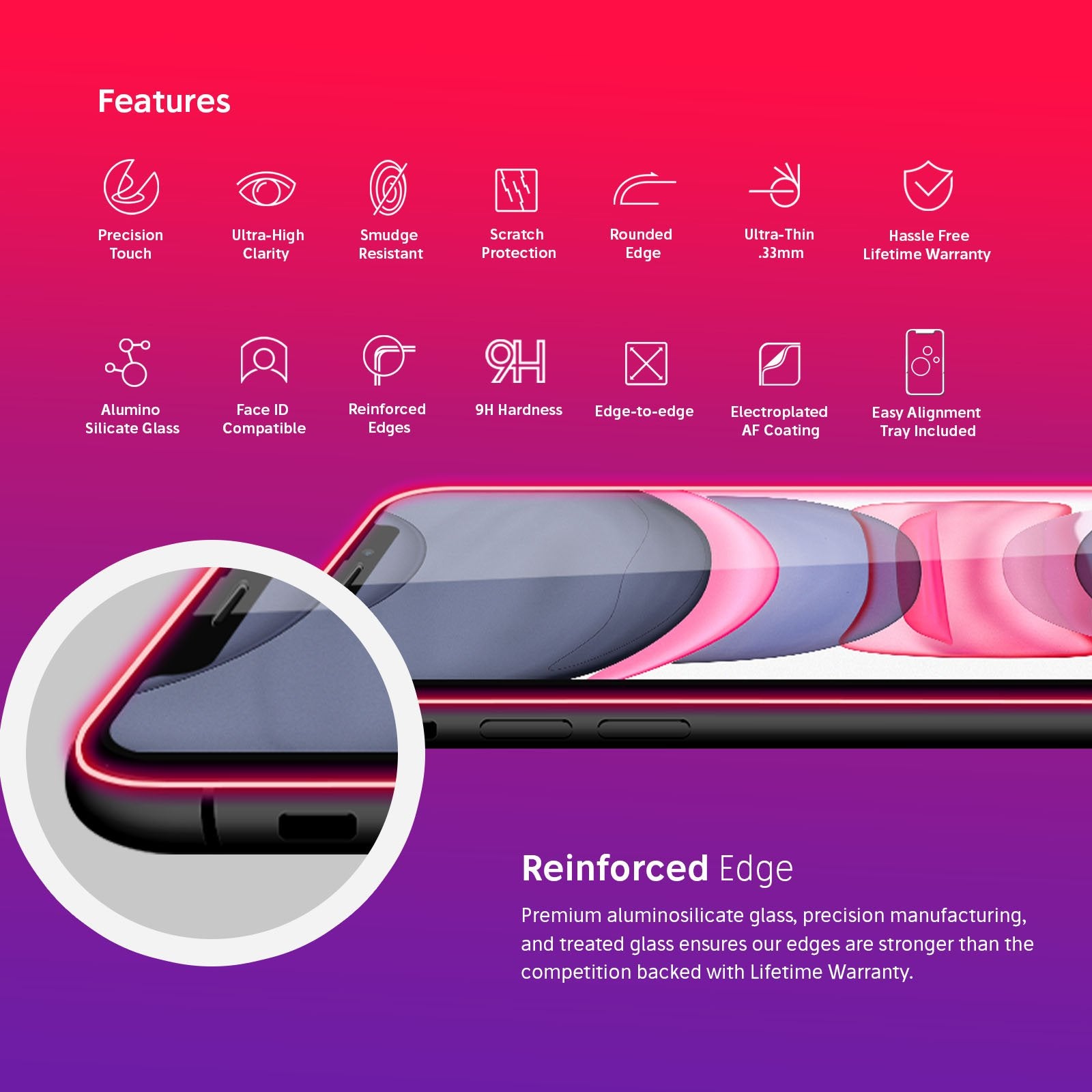 NanoArmour Best Screen Protector for iPhone XR Antimicrobial Edge-to-Edge